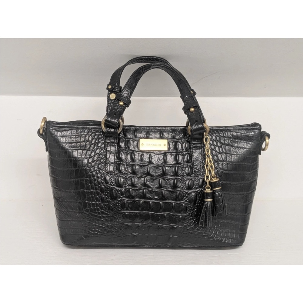 EUC Brahmin Black Crocodile-Embossed Mini Asher purse